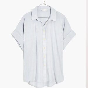 Madewell Women's Courier Pintuck-Back Cuffed Button-Down Shirt in Cool Fog Small